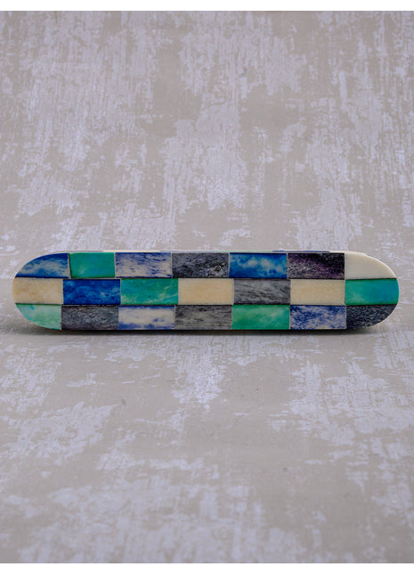 Natural Handmade Horn Bone Drawer Pull-Green, Blue and White