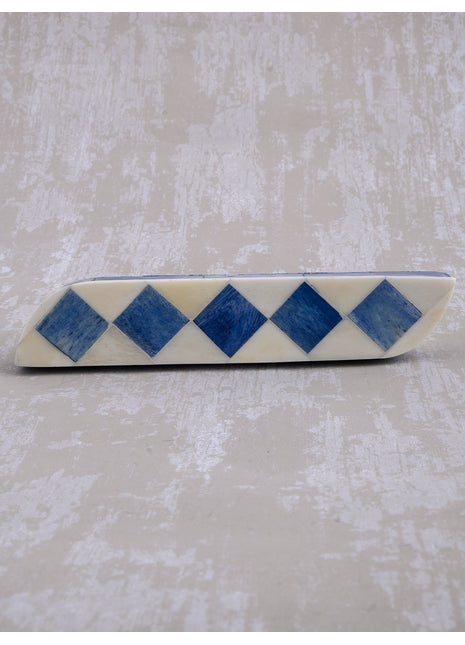Natural Handmade Horn Bone Drawer Pull-Blue White
