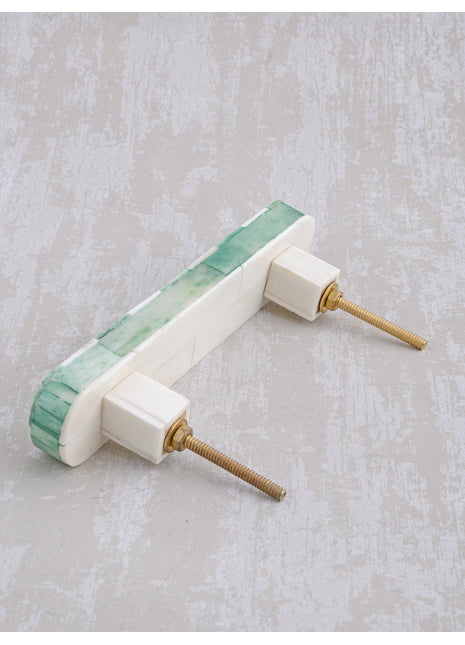 Natural Handmade Horn Bone Drawer Pull-Green White