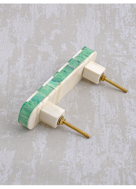Natural Handmade Horn Bone Drawer Pull-Green White