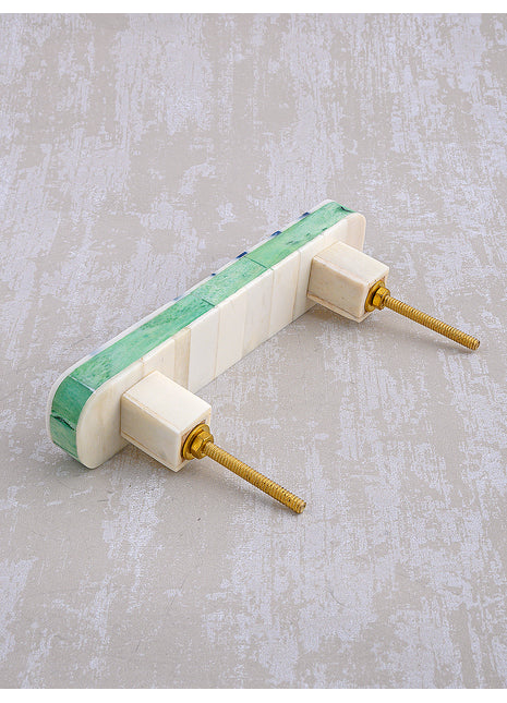 Natural Handmade Horn Bone Drawer Pull-Blue White-02