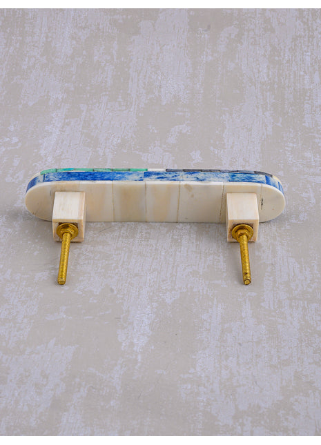 Natural Handmade Horn Bone Drawer Pull-Green Blue