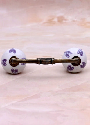 Purple Heart Design On White Base Ceramic Knob Door Pull
