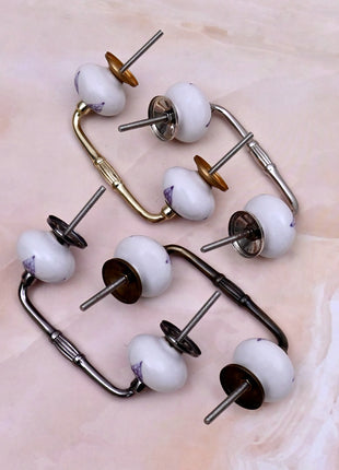 Purple Heart Design On White Base Ceramic Knob Door Pull