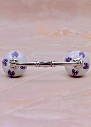 Purple Heart Design On White Base Ceramic Knob Door Pull