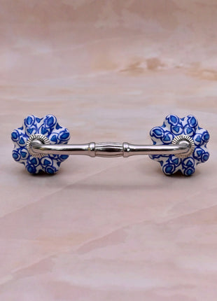 Turquoise Design on White Base Ceramic Knob Door Pull