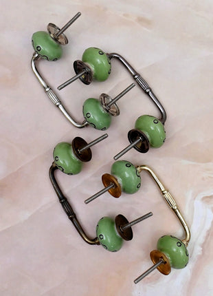 Black Design on Green Ceramic Knob Door Pull