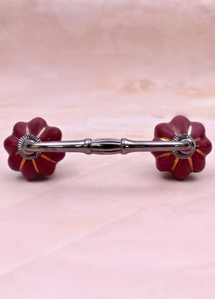 Golden Line on Dark Red Ceramic Knob Door Pull