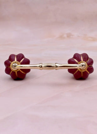 Golden Line on Dark Red Ceramic Knob Door Pull