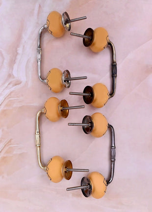 Black Design on Yellow Ceramic Knob Door Pull