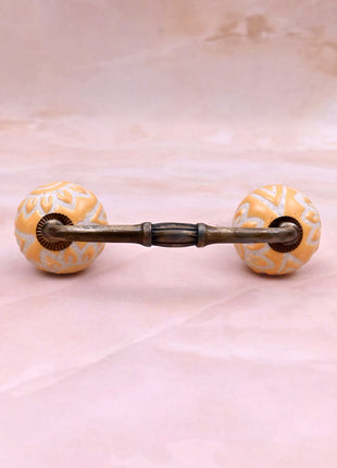 Yellow Embossed Ceramic Knob Door Pull