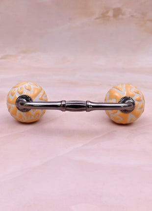 Yellow Embossed Ceramic Knob Door Pull