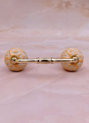 Yellow Embossed Ceramic Knob Door Pull