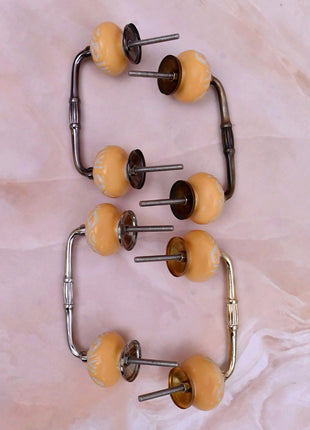 Yellow Embossed Ceramic Knob Door Pull