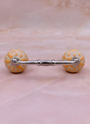 Yellow Embossed Ceramic Knob Door Pull
