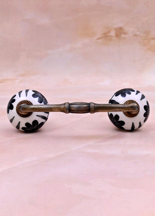 Black Design On White Ceramic Knob Door Pull