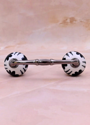 Black Design On White Ceramic Knob Door Pull