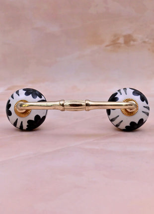 Black Design On White Ceramic Knob Door Pull