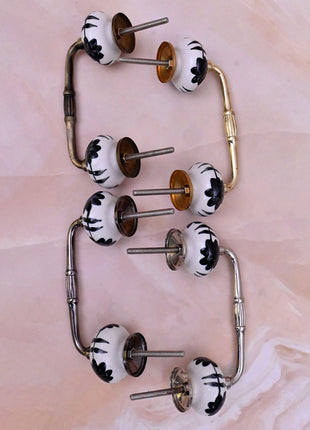 Black Design On White Ceramic Knob Door Pull