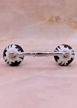 Black Design On White Ceramic Knob Door Pull