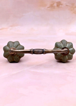 Olive Green Rustic Flower Ceramic Door Pull