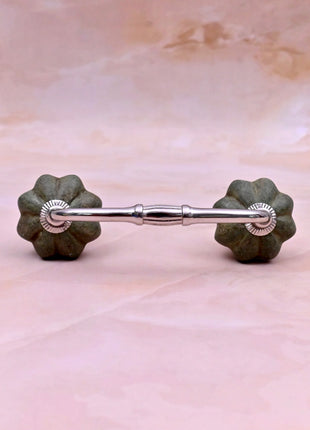 Olive Green Rustic Flower Ceramic Door Pull