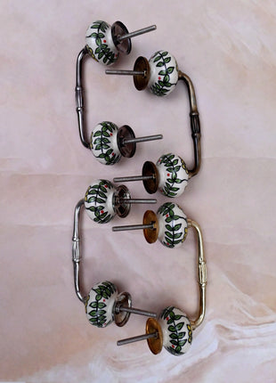 Yellow Flowers On Off White Base Ceramic Knob Door Pull