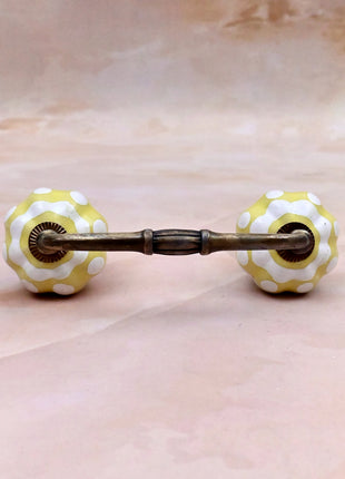 Yellow and White Ceramic Knob Door Pull