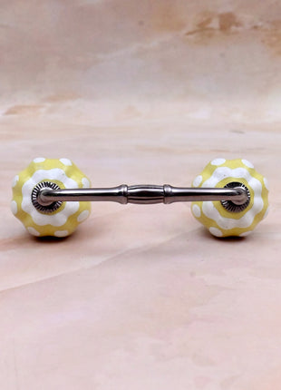 Yellow and White Ceramic Knob Door Pull