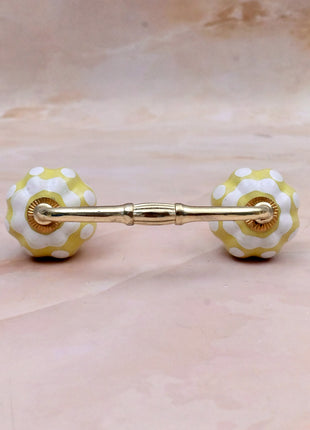 Yellow and White Ceramic Knob Door Pull