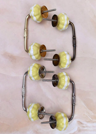 Yellow and White Ceramic Knob Door Pull