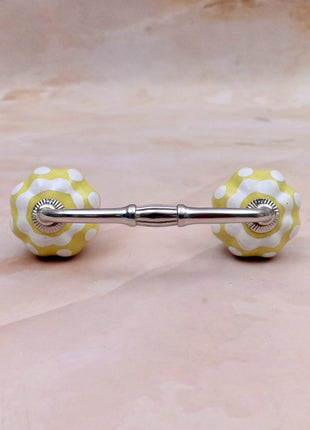 Yellow and White Ceramic Knob Door Pull