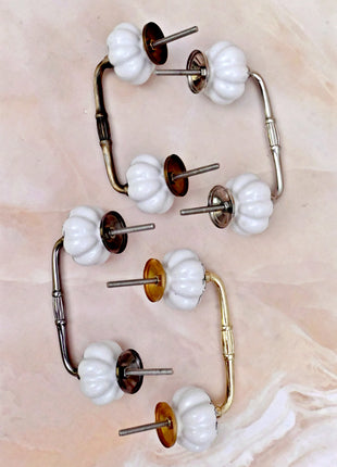Black Design on White Ceramic Knob Door Pull