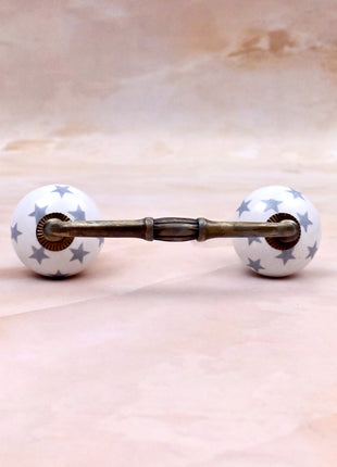 Gray Star on White Ceramic Knob Door Pull