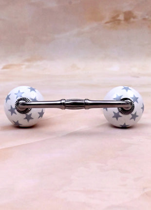Gray Star on White Ceramic Knob Door Pull