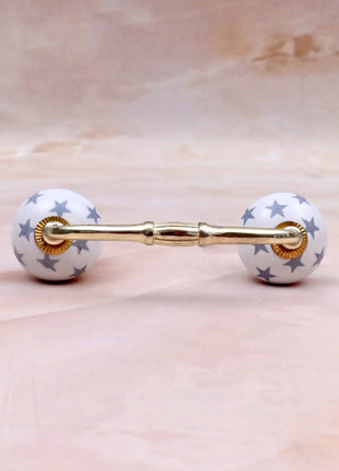 Gray Star on White Ceramic Knob Door Pull