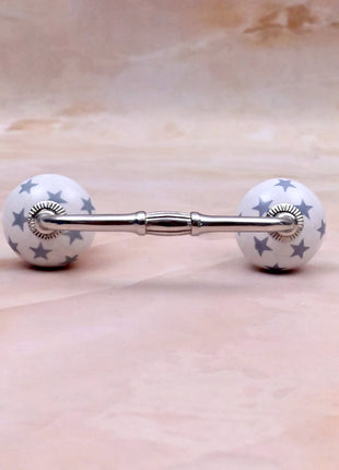 Gray Star on White Ceramic Knob Door Pull