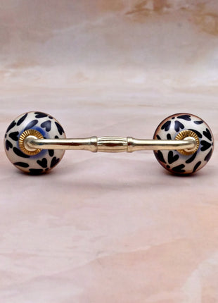 Black Heart Pattern Ceramic Knob Door Pull