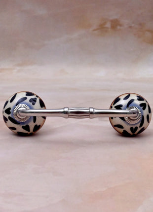 Black Heart Pattern Ceramic Knob Door Pull