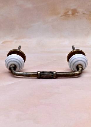Gray Round on White Ceramic Knob Door Pull