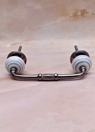 Gray Round on White Ceramic Knob Door Pull