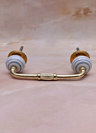 Gray Round on White Ceramic Knob Door Pull
