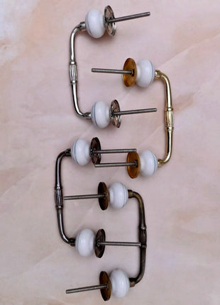 Gray Round on White Ceramic Knob Door Pull