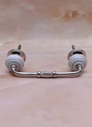 Gray Round on White Ceramic Knob Door Pull