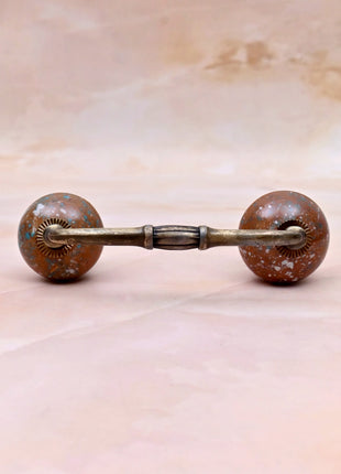 White Speckled Pattern on Rustic Brown Ceramic Knob Door Pull