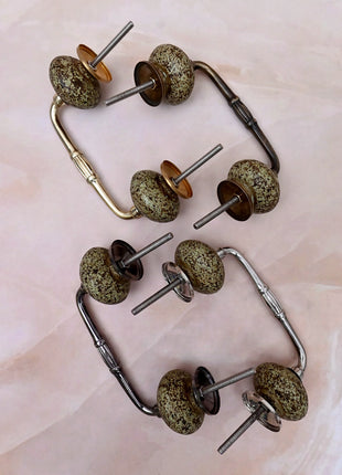 Earthy Speckled Texture Moss Green Ceramic Knob Door Pull