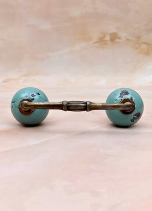Black Distressed & Light Turquoise Ceramic Knob Door Pull