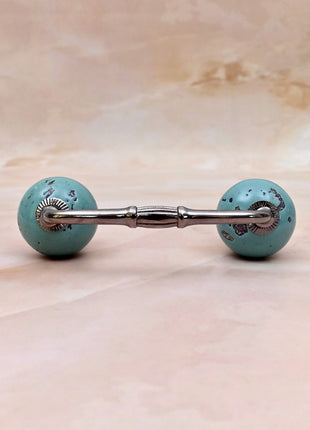 Black Distressed & Light Turquoise Ceramic Knob Door Pull