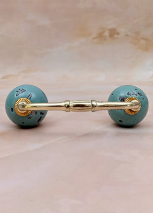 Black Distressed & Light Turquoise Ceramic Knob Door Pull