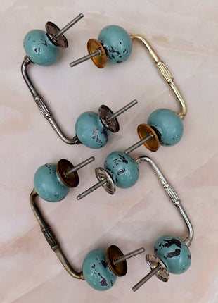 Black Distressed & Light Turquoise Ceramic Knob Door Pull